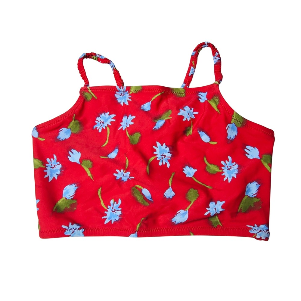 Crewcuts‎ by J. Crew Red Floral Print Bikini Top Swim Top Size 8 Girls